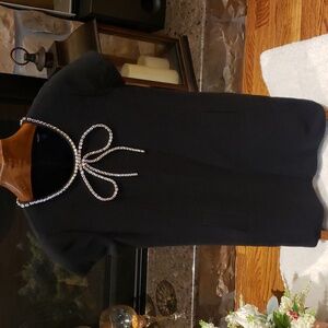 Nwt Theory size 6 black tailor stretch dress with stone zirconia